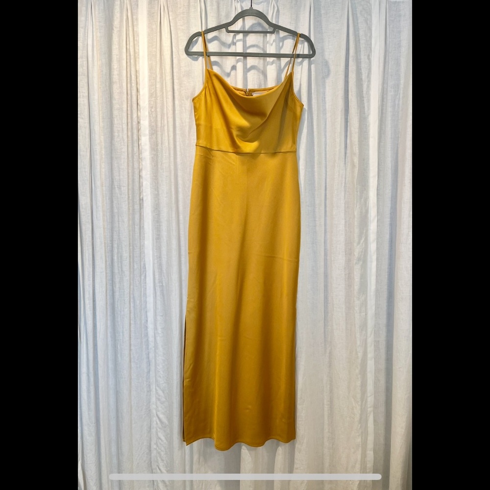 BHLDN Mustard Yellow Cowl Neck Slip Dress - worn once, excellent condition
